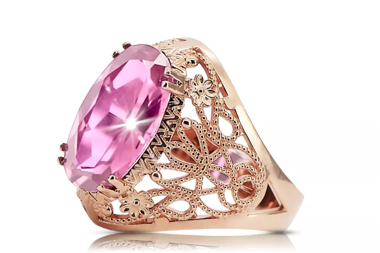 Ring Vintage style Amethyst Original Vintage 14K Rose Gold vrc074r